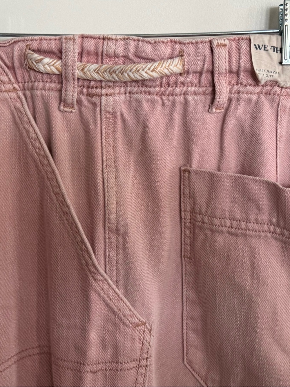 Free People Wide Leg Pants in Dusty Rose with Rope Waist Detail - Picture 4 of 9